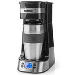 NEDIS Butler kávovar/ na jeden šálek/ dvoustěnný cestovní hrnek/ kapacita 0,4 l/ časovač/ LCD displej/ černý 16100132