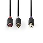 Nedis CABW24020AT02 - Kabel pro Subwoofer | 2x RCA Zástrčka - RCA Zásuvka | 0,2 m | Antracit