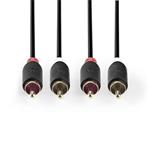 Nedis CABW24200AT10 - Stereofonní Audio Kabel | 2x RCA Zástrčka - 2x RCA Zástrčka | 1 m | Antracit