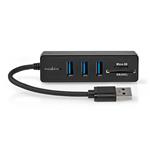 Nedis CCGB61250BK01 - USB hub| USB-A Zástrčka | 3x USB A Zásuvka | 5 Portů | USB 3.2 Gen 1 | Napájení z USB | 5 Gbps |