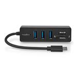 Nedis CCGB64250BK01 - USB hub| 1x USB-C™ | 3x USB A Zásuvka | 5 Portů | USB 3.2 Gen 1 | Napájení z USB | 5 Gbps | SD &