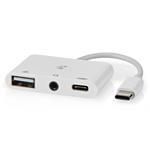 Nedis CCGB64790WT01 - USB 2.0 Adaptér | USB-C™ Zástrčka | USB-A Zásuvka / USB-C™ Zásuvka / 3,5 mm Zásuvka | Bílá