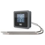 NEDIS chytrý bedrátový teploměr na maso/ Bluetooth/ 2 sondy/ 0 - 300 °C/ 2x AAA/LR03/ Android/ iOS/ černo-šedý BTKAT10GY