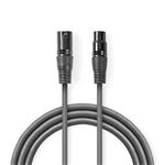 Nedis COTG15012GY150 - Digitální DMX Kabel 110 Ohmů | XLR 3pinová Zástrčka – XLR 3pinová Zásuvka | 15 m | Šedá barva