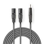 Nedis COTH15310GY15 - XLR Audiokabel | 2x XLR 3pinová Zástrčka – 3,5mm Zástrčka | 1,5 m | Šedá barva