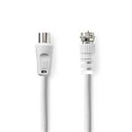Nedis CSGL41000WT30 - Satelitní a Anténní Kabel | F Zástrčka | F Zástrčka | 75 Ohm | Dvojité Stínění | 3m | Bílá