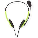 NEDIS headset CHST100BK/ drátová sluchátka + mikrofon/ 2x 3,5 mm jack/ kabel 2 m/ zelený CHST100GN