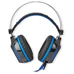 NEDIS herní headset GHST500BK/ drátová sluchátka + mikrofon/ zvuk 7.1/ LED/ USB/ kabel 2,1 m/ černo-modrý