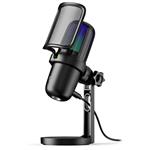 NEDIS herní mikrofon GSMIC210BK/ stolní/ vypínač/ RGB/ POP filtr/ USB-A/ černý