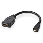 NEDIS High Speed HDMI kabel s Ethernetem/ micro HDMI zástrčka - HDMI zásuvka/ 4K@30Hz/ 10.2 Gbps/ 20cm CVGP34790BK02