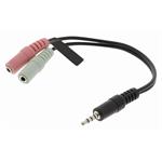NEDIS kabel audio 3,5 mm zástrčka - 2x 3,5 mm zásuvka/ černá/ 20cm CAGP22150BK02