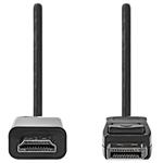 NEDIS kabel DisplayPort - HDMI/ zástrčka DisplayPort - zástrčka HDMI/ černý/ 2m CCGL37100BK20