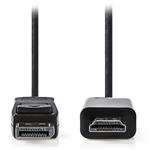NEDIS kabel DisplayPort - HDMI/ zástrčka DisplayPort - zástrčka HDMI/ černý/ bulk/ 3m CCGL37100BK30