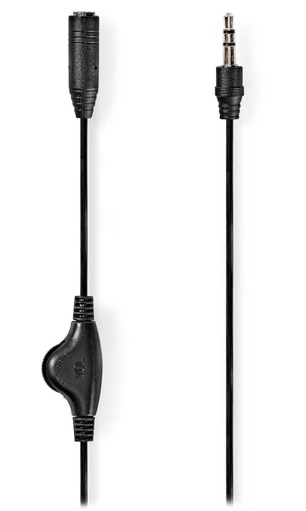 NEDIS kabel stereo audio/ 3,5 mm jack zástrčka - 3,5 mm jack zásuvka/ černý/ bulk/ 1m CAGL22090BK10