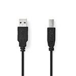 NEDIS kabel USB 2.0/ zástrčka USB-A - zástrčka USB-B/ ponikolovaný/ k tiskárně apod./ 10 W/ 480 Mbps/ černý/ bulk/ 2m