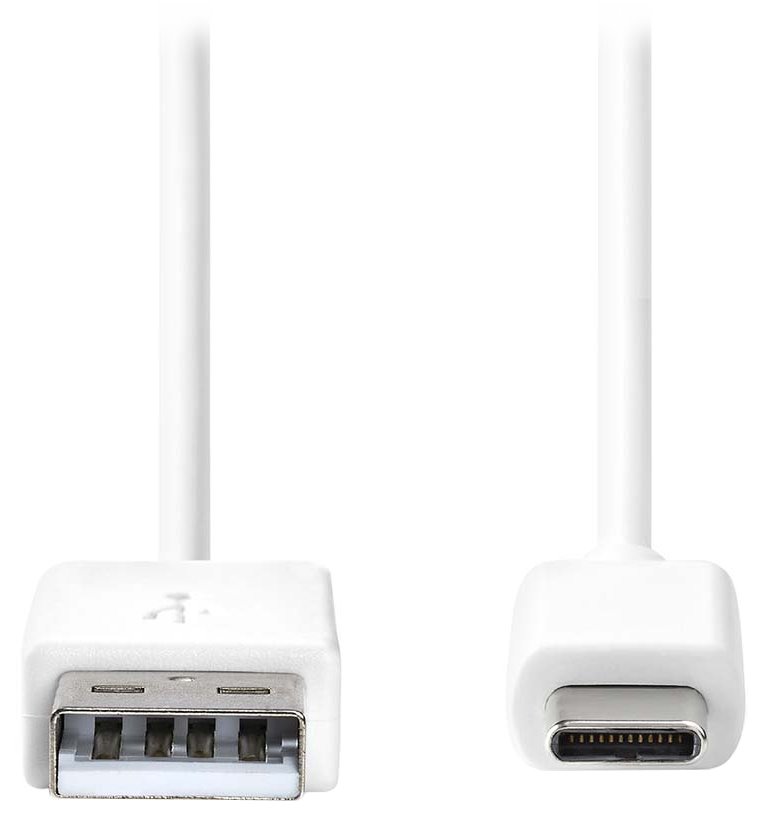 NEDIS kabel USB 2.0/ zástrčka USB-A - zástrčka USB-C/ 15 W/ 480 Mbps/ poniklovaný/ bílý/ bulk/ 50cm
