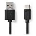 NEDIS kabel USB 2.0/ zástrčka USB-A - zástrčka USB-C/ 5 W/ 480 Mbps/ poniklovaný/ černý/ bulk/ 1m