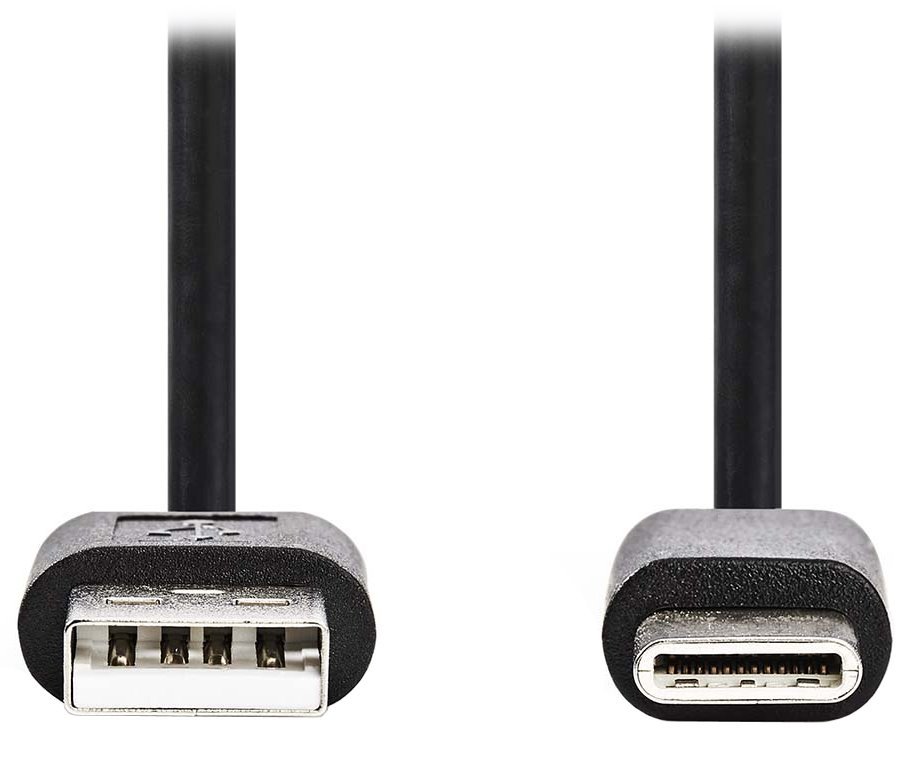 NEDIS kabel USB 2.0/ zástrčka USB-A - zástrčka USB-C/ 5 W/ 480 Mbps/ poniklovaný/ černý/ bulk/ 2m
