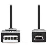 NEDIS kabel USB 2.0/ zástrčka USB-A - zástrčka USB Mini-B/ černý/ 1m