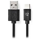 NEDIS kabel USB 2.0/ zástrčka USB-C - zástrčka USB-A/ 15W/ černý/ box/ 1m CCGB60600BK10