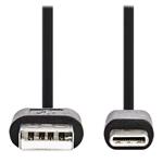 NEDIS kabel USB 2.0/ zástrčka USB-C - zástrčka USB-A/ 15W/ černý/ box/ 3m CCGB60600BK30