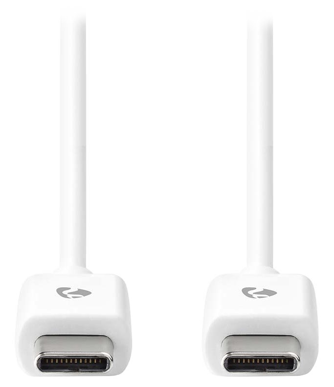 NEDIS kabel USB 2.0/ zástrčka USB-C - zástrčka USB-C/ 60 W/ 480 Mbps/ poniklovaný/ bílý/ bulk/ 1m CCGL60700WT10