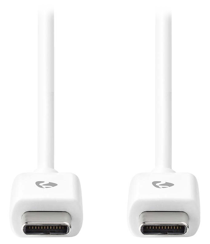 NEDIS kabel USB 2.0/ zástrčka USB-C - zástrčka USB-C/ 60 W/ 480 Mbps/ poniklovaný/ bílý/ bulk/ 2m CCGL60700WT20