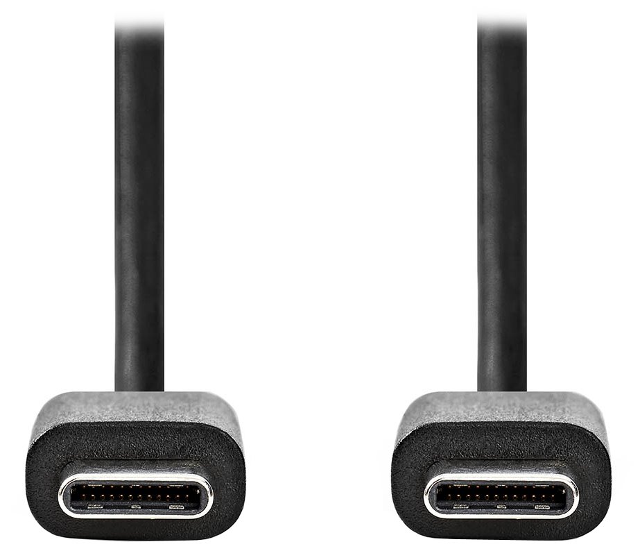 NEDIS kabel USB 2.0/ zástrčka USB-C - zástrčka USB-C/ 60 W/ 480 Mbps/ poniklovaný/ černý/ bulk/ 3m CCGL60700BK30