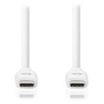NEDIS kabel USB 3.2 Gen 1/ zástrčka USB-C - zástrčka USB-C/ 60 W/ 4K@60Hz/ 5 Gbps/ poniklovaný/ bílý/ box/ CCGB64700WT10