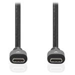 NEDIS kabel USB 3.2 Gen 1/ zástrčka USB-C - zástrčka USB-C/ 60 W/ 4K@60Hz/ 5 Gbps/ poniklovaný/ černý/ box CCGB64700BK20