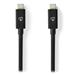 NEDIS kabel USB 4.0 Gen 2x2/ zástrčka USB-C - zástrčka USB-C/ 240 W/ 8K@60Hz/ 20 Gbps/ poniklovaný/ černý/ CCGB66020BK20