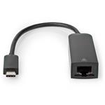 NEDIS kabelový adaptér USB 3.2 Gen 1/ USB-C zástrčka - RJ45 zásuvka/ kulatý/ černý/ 20cm CCGP64952BK02