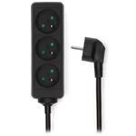 NEDIS napájecí prodlužovací zásuvka/ úhlová/ 3x zásuvka/ černá/ 3m ESOC330E1BK