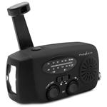 NEDIS přenosné nouzové rádio/ napájení z USB/ baterie 2000mAh/ AM/ FM/ funkce powerbanky/ USB-C/ černé RDFMCR2000BK