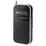 NEDIS přenosné rádio/ AM/ FM/ napájení z baterie/ analogové/ 1.5 W/ výstup pro sluchátka/ hliník/ černé RDFM1110SI