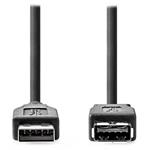 NEDIS prodlužovací kabel USB 3.2 Gen 1/ zástrčka USB-A - zásuvka USB-A/ 5 Gbps/ kulatý/ černý/ bulk/ 1m CCGL61010BK10