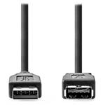 NEDIS prodlužovací kabel USB 3.2 Gen 1/ zástrčka USB-A - zásuvka USB-A/ 5 Gbps/ kulatý/ černý/ bulk/ 2m CCGL61010BK20