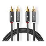 NEDIS PROFIGOLD stereo audio kabel/ 2x RCA zástrčka - 2x RCA zástrčka/ bvlna/ šedý/ BOX/ 2m CATB24200GY20