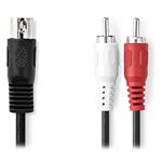 NEDIS redukční audio kabel DIN/ 5pin zástrčka DIN - 2× zástrčka RCA/ černý/ 1m