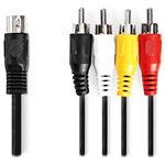 NEDIS redukční audio kabel DIN/ 5pin zástrčka DIN - 4× zástrčka RCA/ černý/ 1m CAGL20400BK10