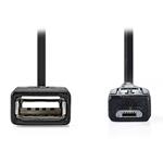 NEDIS redukční kabel USB 2.0/ zástrčka USB micro B - zásuvka USB A/ černý/ 20cm