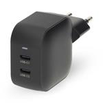 NEDIS síťová nabíječka/ 45 W/ PD 3.0/ rychlé nabíjení/ 2.25 / 3.0 A/ 2x USB-C/ černá WGCHA45WBK