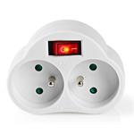 NEDIS síťový rozbočovač/ 2x zásuvka typu E (s kolíkem)/ 250 V AC 50/60 Hz/ 16 A/ 3500 W/ vypínač/ bílý PSSPL202SEWT
