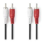 NEDIS stereo audio kabel RCA/ 2x zástrčka RCA - 2x zástrčka RCA/ černý/ 1,5m