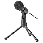 NEDIS stolní všesměrový mikrofon/ tlačítko ON/OFF/ s tříramenným stojanem/ 3,5mm jack/ citlivost -30dB/ černý MICTJ100BK