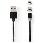 NEDIS USB 2.0 kabel/ USB-A Zástrčka - USB micro-B zástrčka/USB-C zástrčka/ nepřenáší data/ magnet konektor CCGB60630BK20