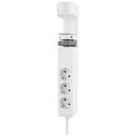 Neomounts DS22-840WH6 VOLT Desk Clamp socket with Quick-charge USB Ports, 3x type-F 230V, 1x USB-A 18W, 2x USB-C 20W