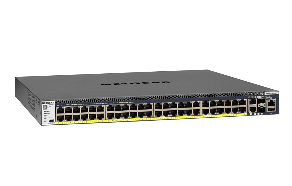 NETGEAR M4300-52G-PoE+ - Přepínač - L3 - řízený - 2 x 10/100/1000/10000 + 2 x 10 Gigabit SFP+ + 48 GSM4352PA-100NES