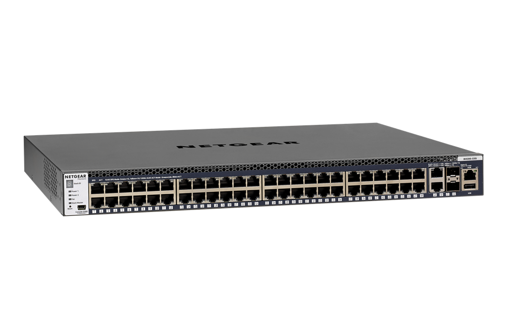 NETGEAR M4300-52G - Přepínač - L3 - řízený - 2 x 10/100/1000/10000 + 2 x 10 Gigabit SFP+ + 48 x 10/ GSM4352S-100NES