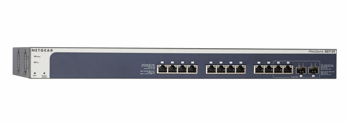 NETGEAR XS708T - Přepínač - L3 Lite - inteligentní - 8 x 10GBase-T + 2 x sdílené 10 gigabitové SFP+ XS708T-100NES